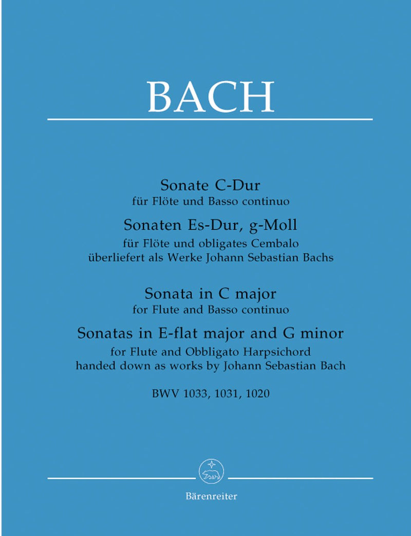Bach: Flute Sonatas in C, Bb & G Minor for Flute & Piano