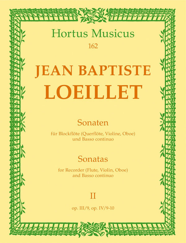 Loeillet: Sonatas for Recorder (Flute, Violin, Oboe) & Basso Continuo - Book 2: Op. III, 9, IV, 9-10