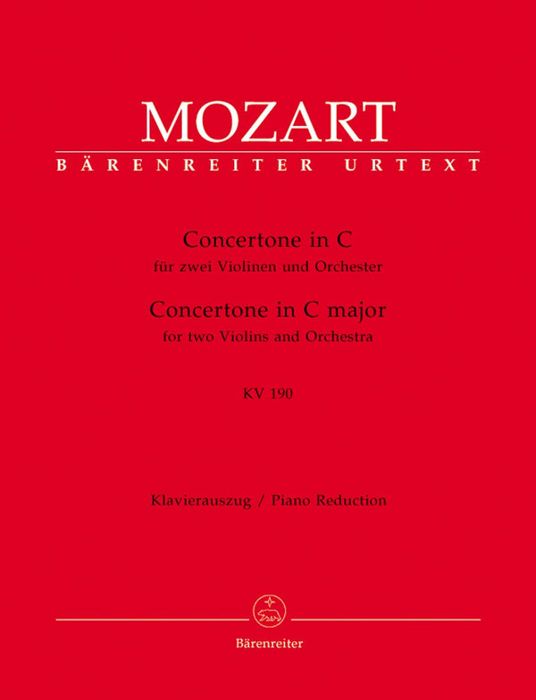 Mozart: Concertone for 2 Violins K190 for 2 Violins & Piano