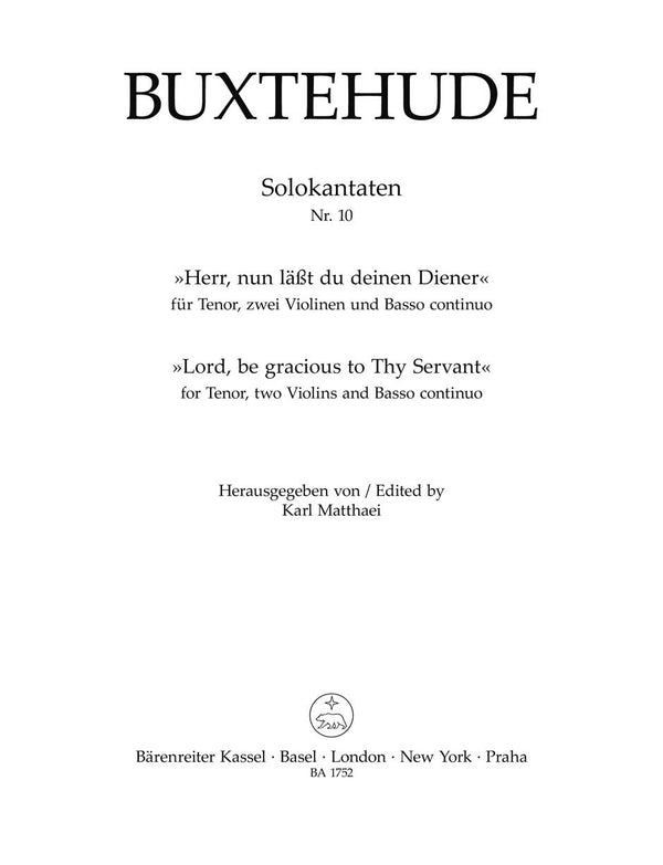 Buxtehude: Herr Nun Lasst Du Deinen Diener Score & Parts