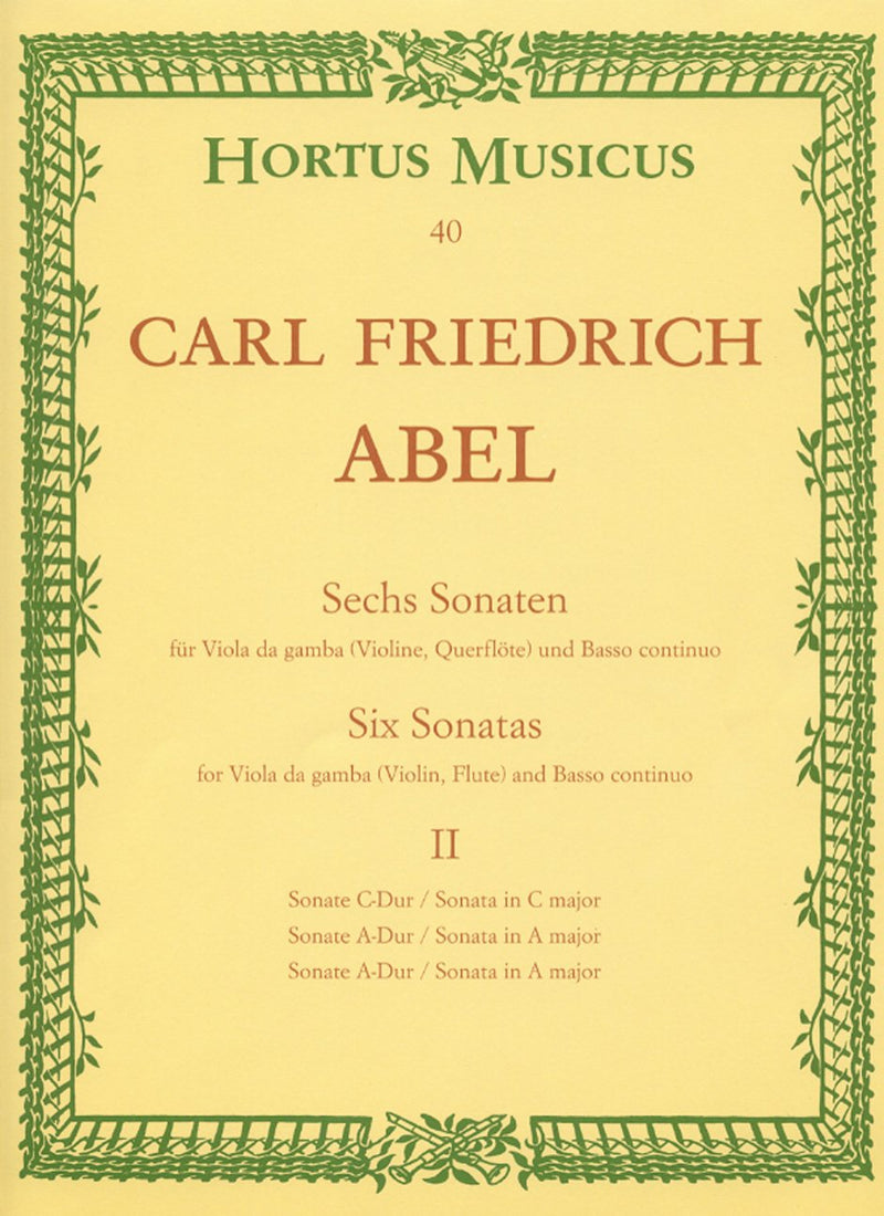 Abel: 6 Sonatas, Book 2 for Viola Da Gamba & Basso Continuo
