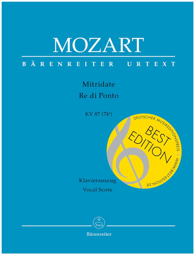 Mozart: Mozart: Mitridate K.87 (Opera - Vocal Score)