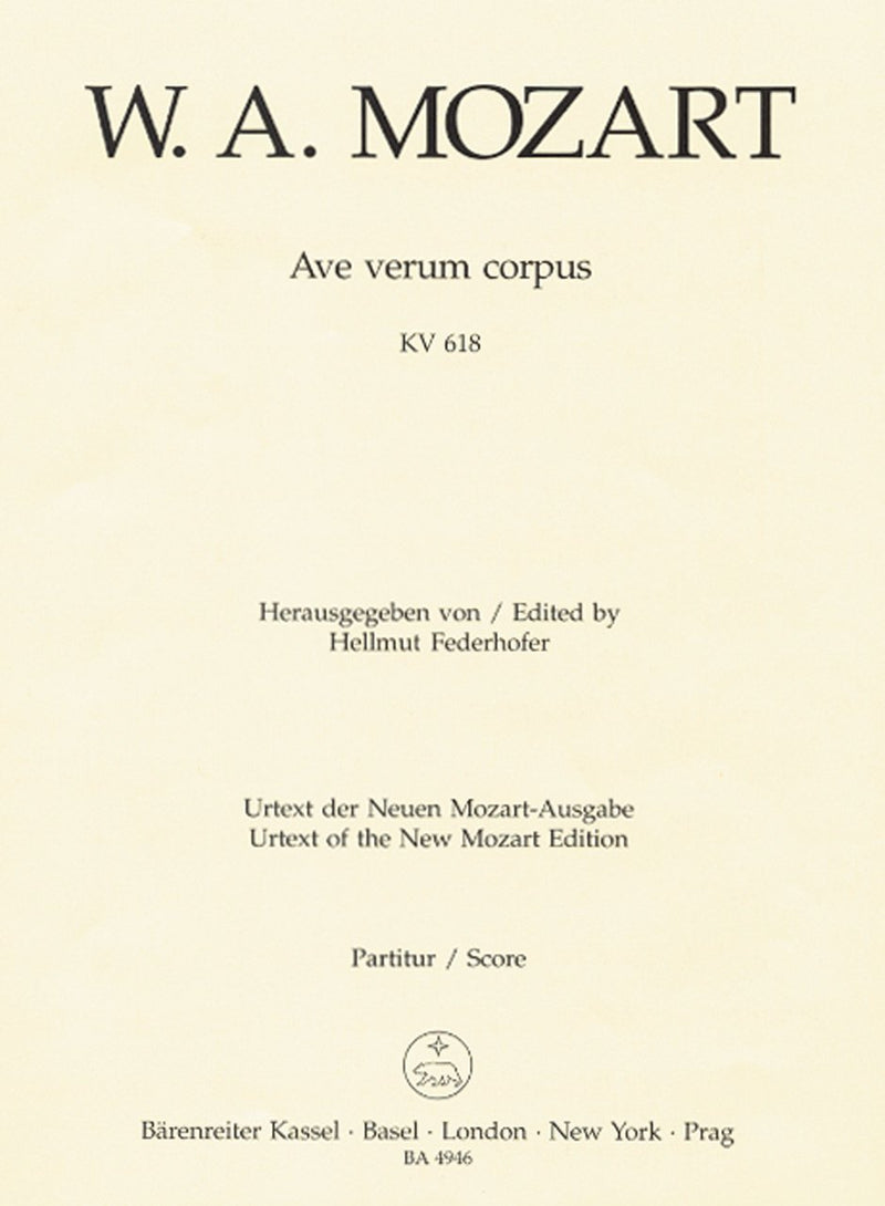 Mozart: Ave Verum Corpus K618 - Study Score