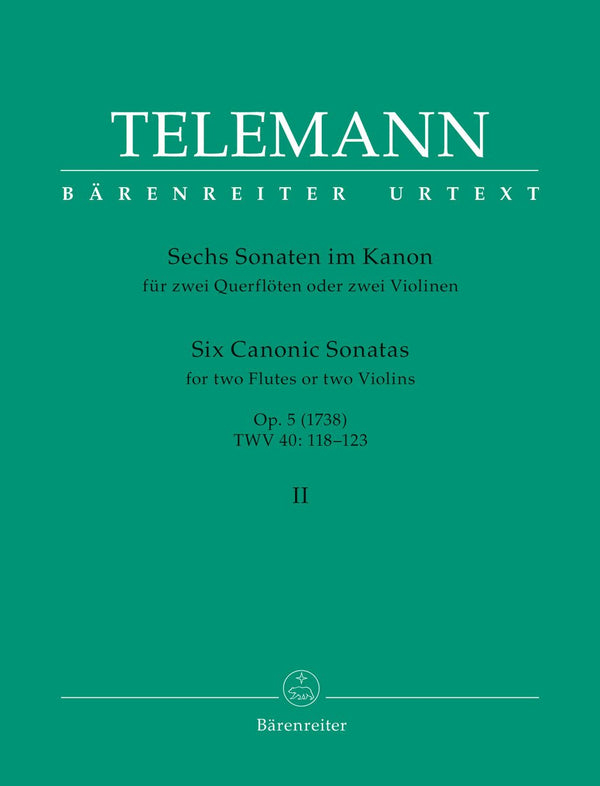 Telemann: Six Canonic Sonatas for 2 Flutes Op 5 - Volume 2
