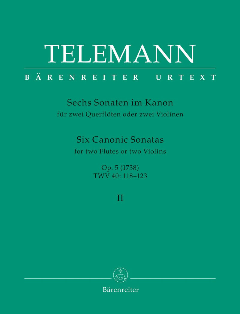 Telemann: Six Canonic Sonatas for 2 Flutes Op 5 - Volume 2
