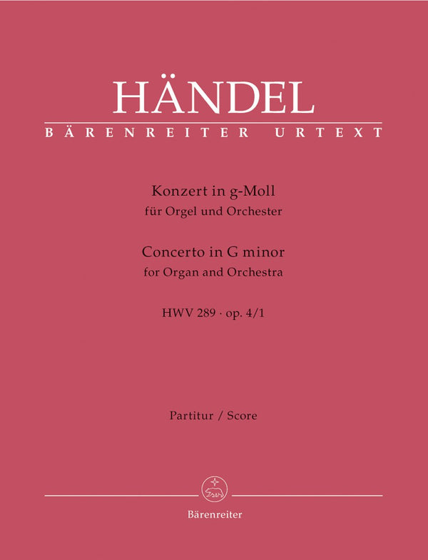 Handel: Organ Concerto Op 4 No 1 in G - Full Score