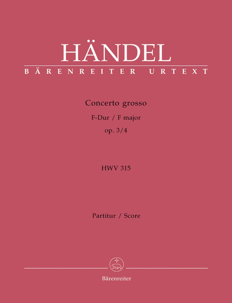 Handel: Concerto Grosso in F Op 3, 4 - Full Score