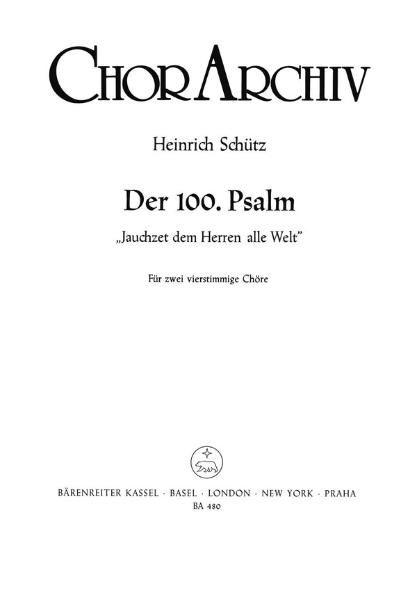 Schütz: Psalm 100 Swv 36 - Vocal Score