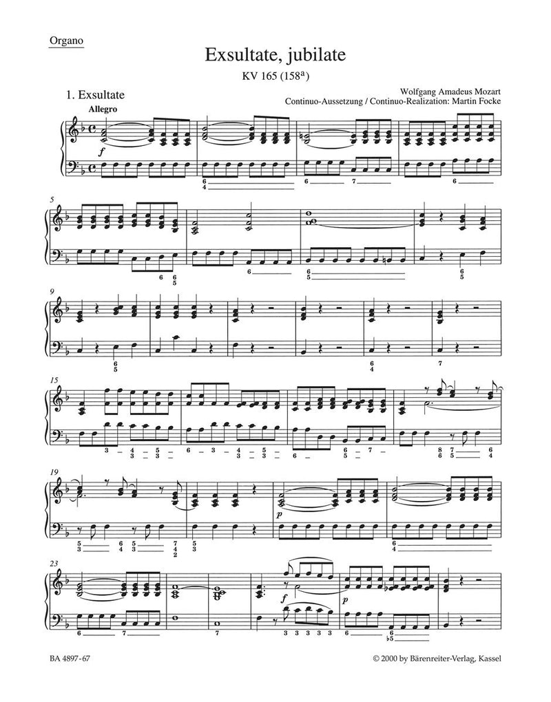 Mozart: Exultate Jubilate K165 for Organ