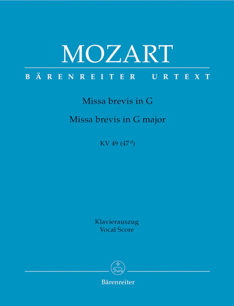 Mozart: Missa Brevis G K49 - Vocal Score