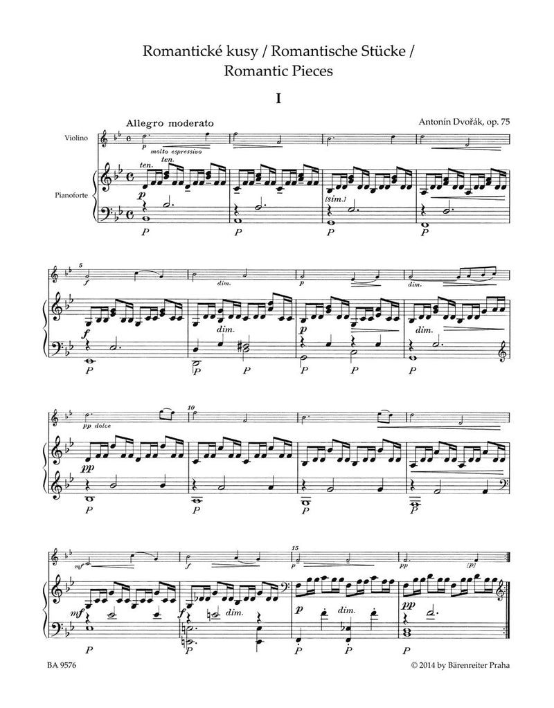 Dvořák: Romantic Pieces Op 75 for Violin & Piano