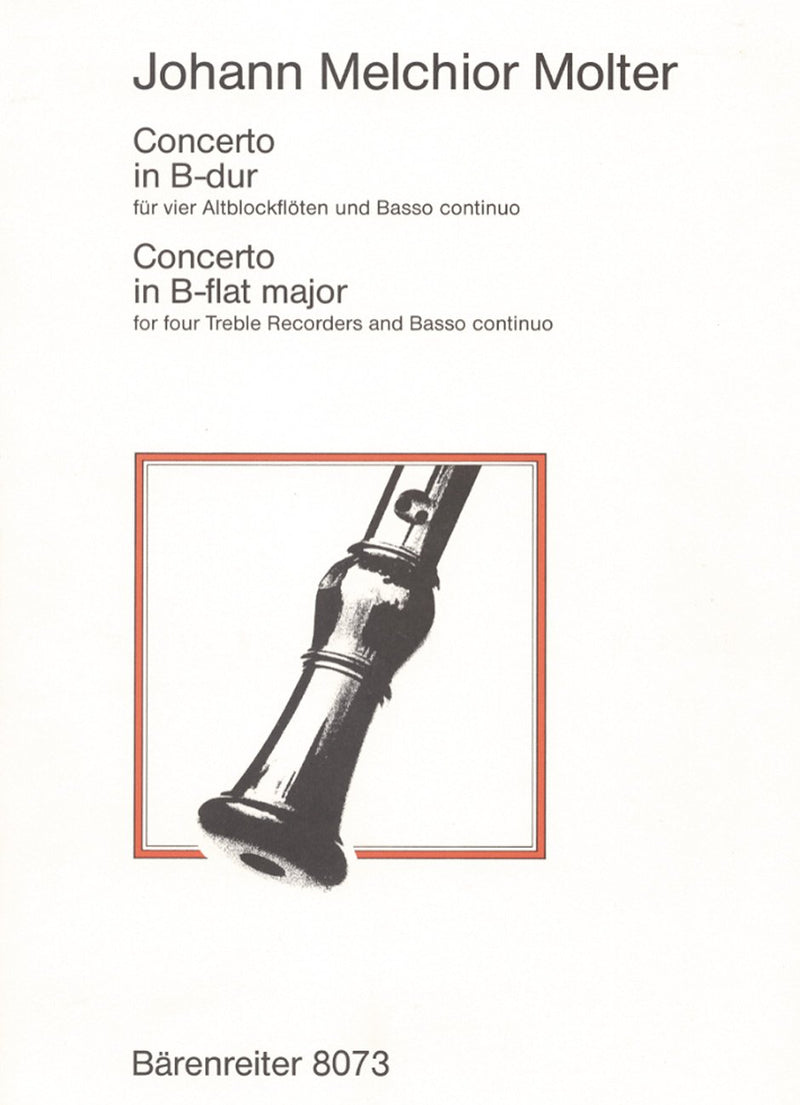 Molter : Concerto in B Flat for 4 Treble Recorders & Basso Continuo