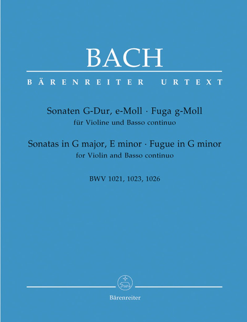 Bach: Two Sonatas & Fugue BWV1021, 1023, 1026 for Violin & Basso Continuo