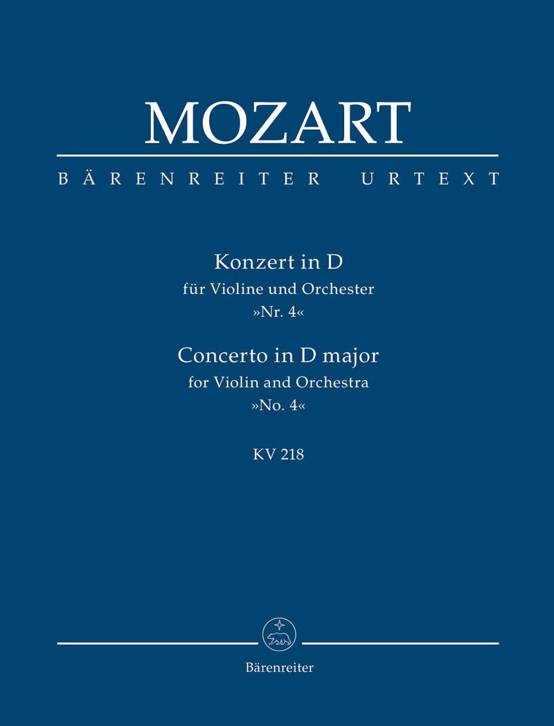 Mozart: Violin Concerto No 4 D K218 - Study Score