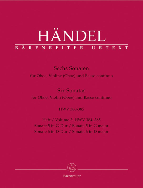Handel: Six Sonatas for Oboe, Violin & Basso Continuo - Book 3