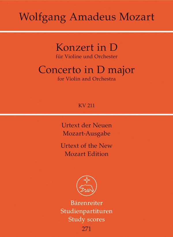 Mozart: Violin Concerto No 2 D K211 - Study Score
