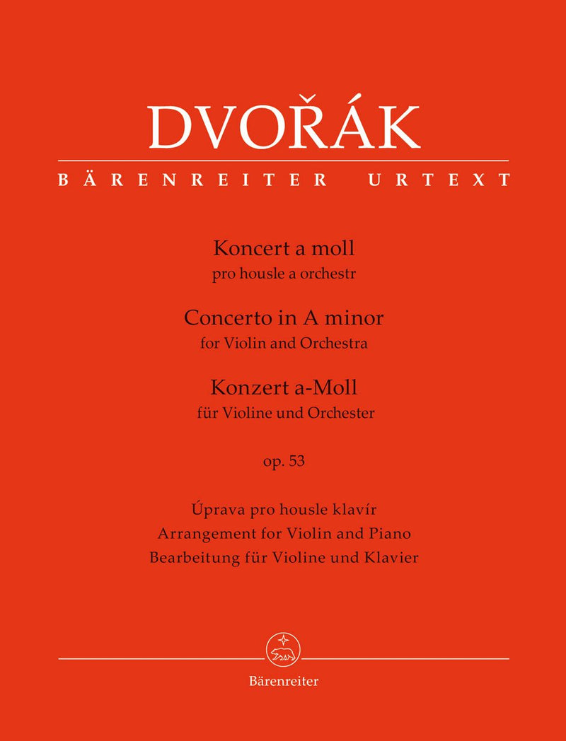 Dvořák: Violin Concerto in A Minor Op 53 for Violin & Piano