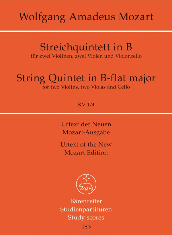 Mozart: String Quintet B Flat K174 - Study Score