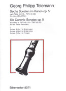 Telemann: Six Sonatas in Canon Op 5 - Book 1, for 2 Treble Recorders