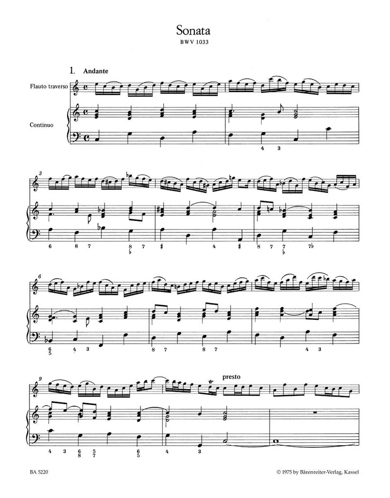 Bach: Flute Sonatas in C, Bb & G Minor for Flute & Piano