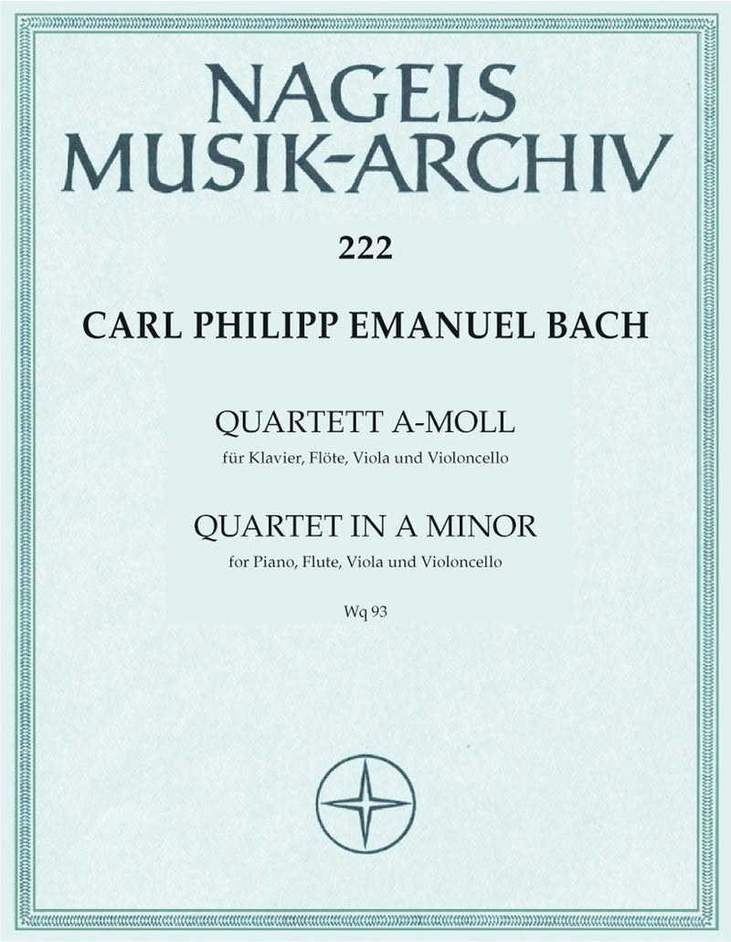 C.P.E Bach: Quartet No 1 in A Minor (Wq93) for Flute, Viola, Cello & Piano