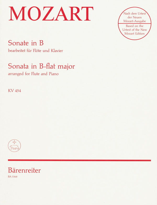 Mozart: Sonata in B Flat - K454 for Flute & Piano