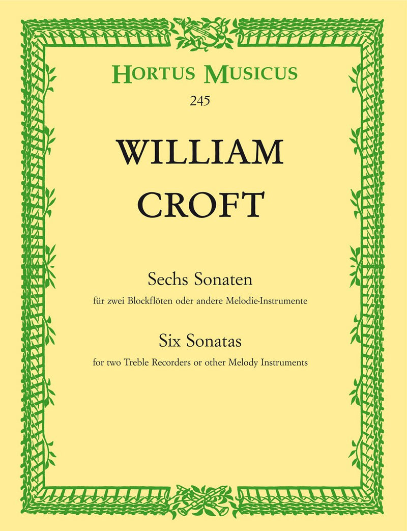 Croft : Six Sonatas for 2 Treble Recorders