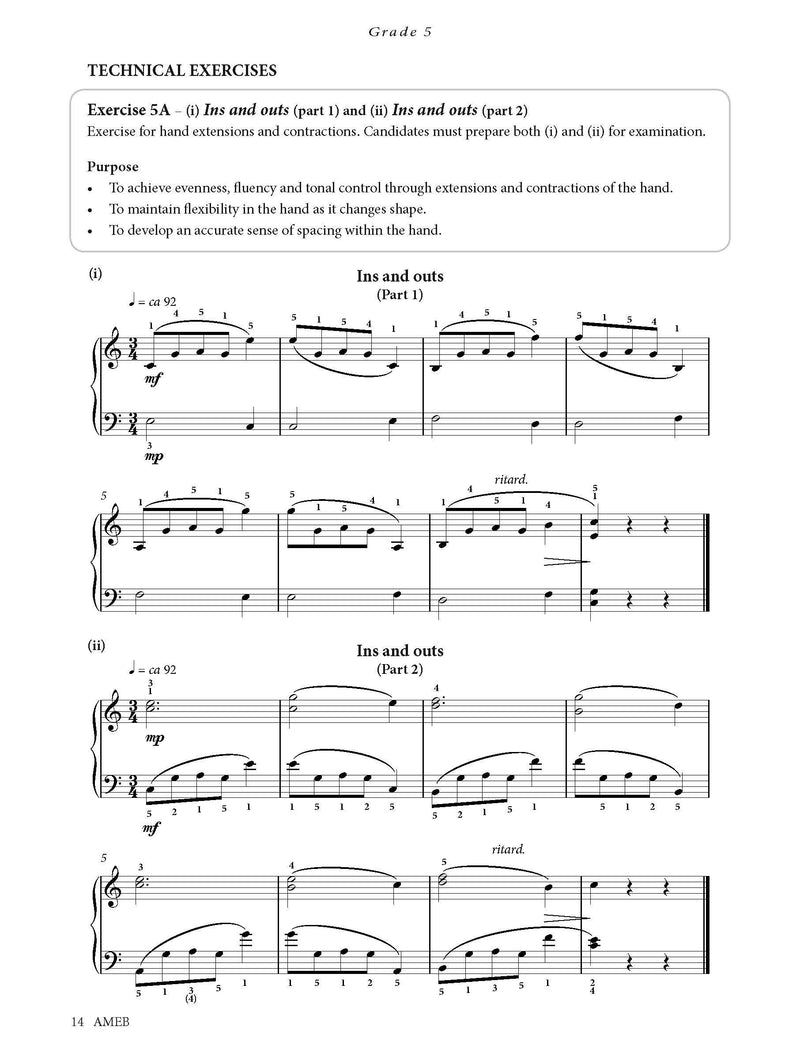 AMEB Piano Technical Work 2018 – Level 2 (Grade 5 to Grade 8)